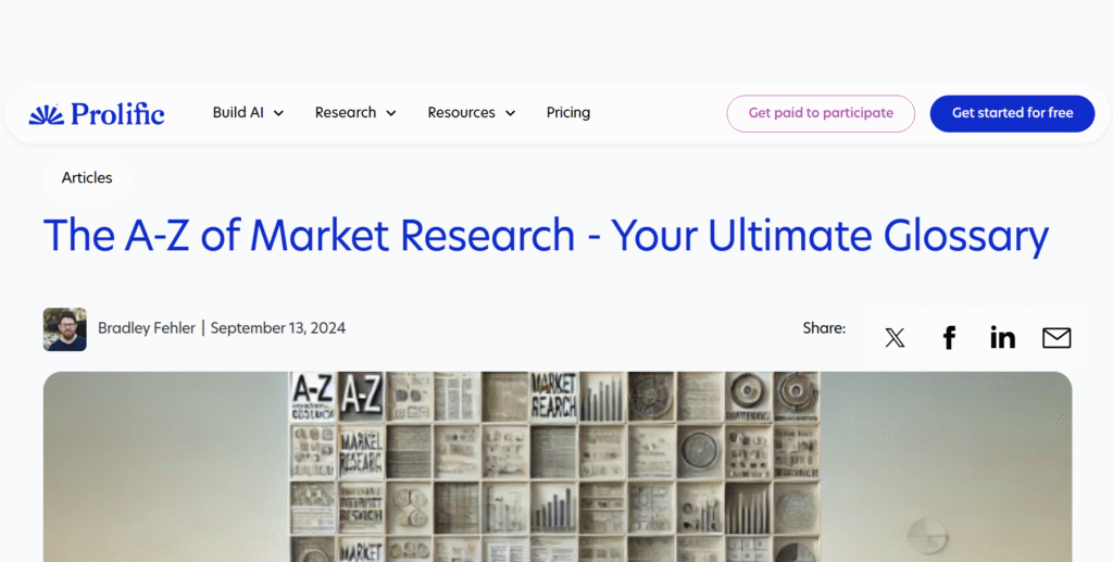 A detailed Prolific article about market research terms.